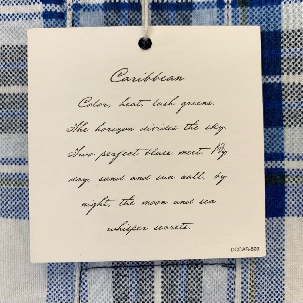 DANIEL CREMIEUX Men's Plaid Short Sleeve Blue & White Polo Shirt NWT Medium #959 - Picture 5 of 10